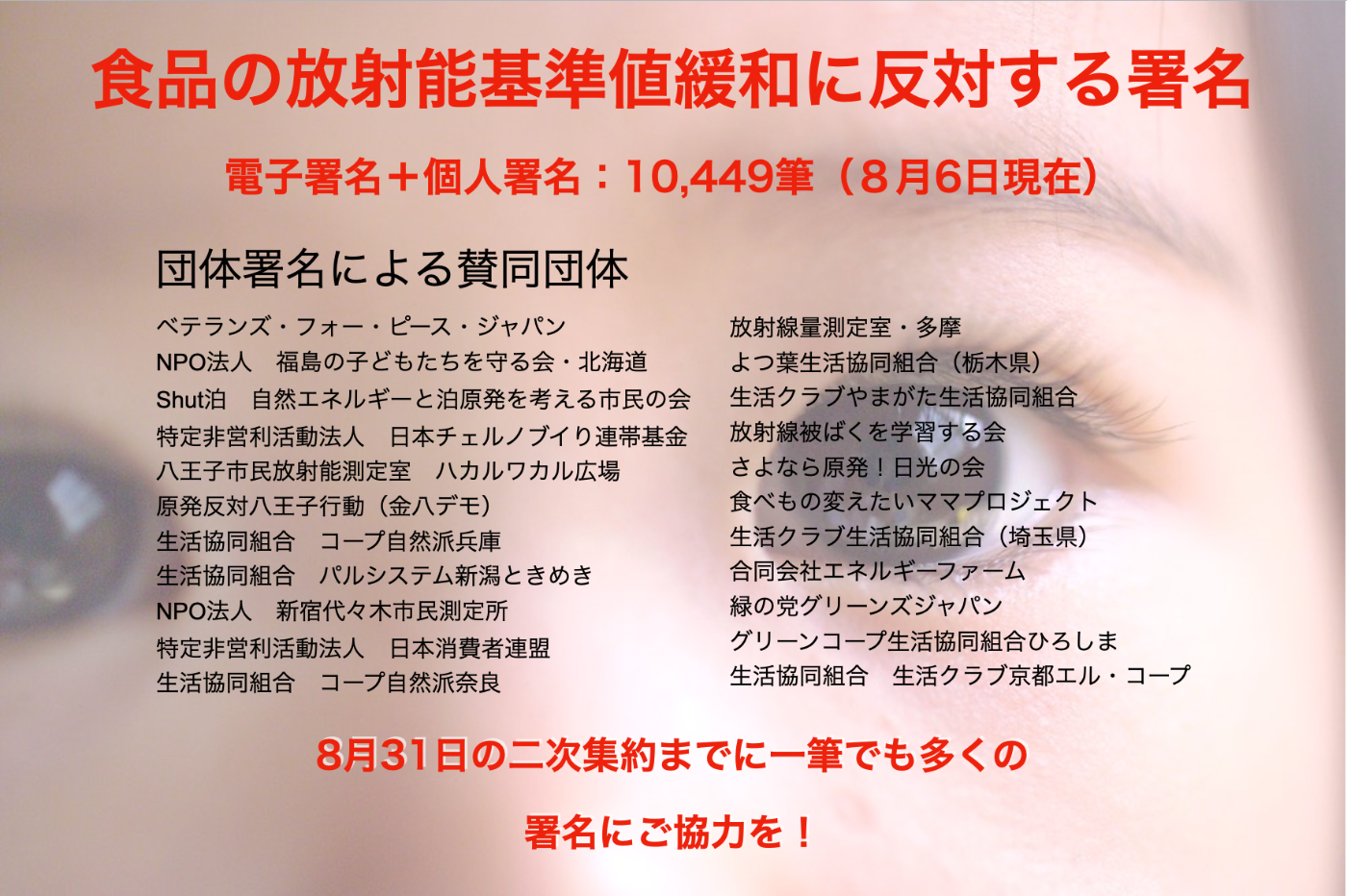 食品基準値改定に反対する署名の経過ご報告 新着情報ブログ みんなのデータサイト